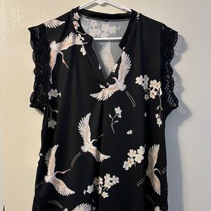 Black Floral Women's Blouse